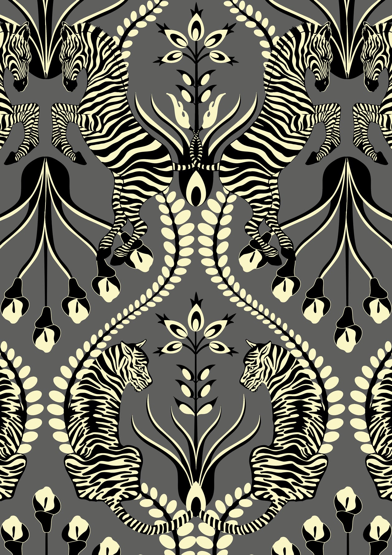 Secret Garden Safari Wallpaper - Black & Grey