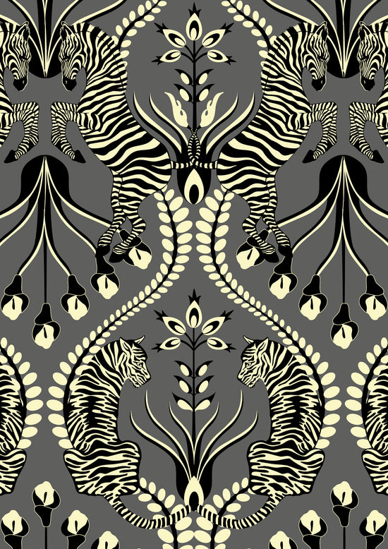 Secret Garden Safari Wallpaper - Black & Grey