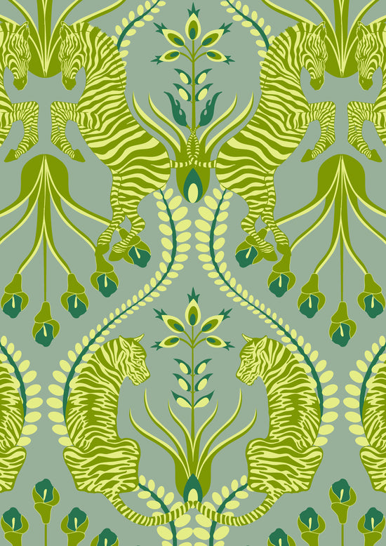 Secret Garden Safari Wallpaper - Green & Grey