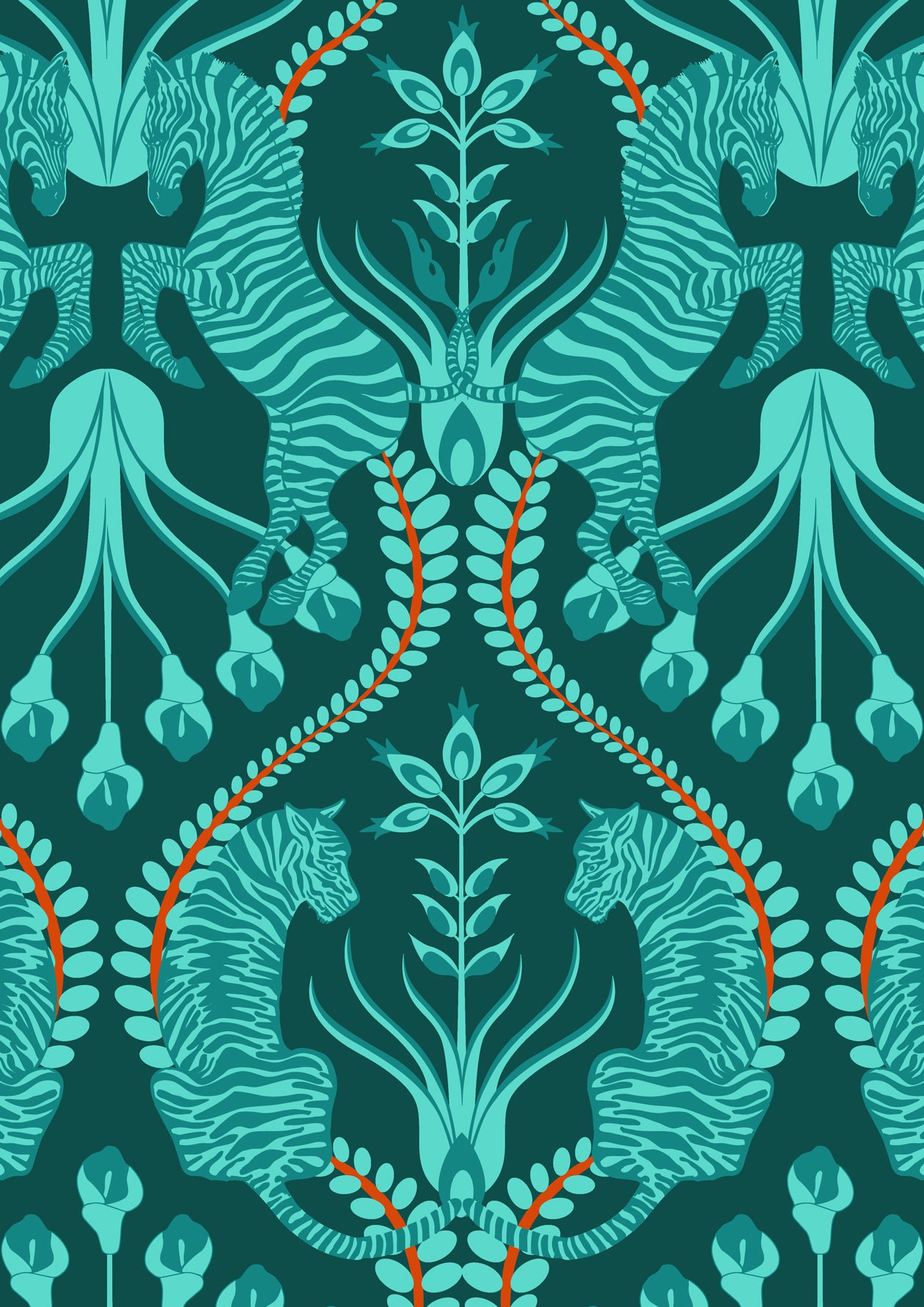 Secret Garden Safari Wallpaper - Teal