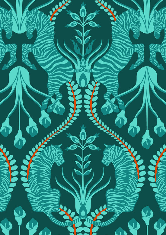 Secret Garden Safari Wallpaper - Teal