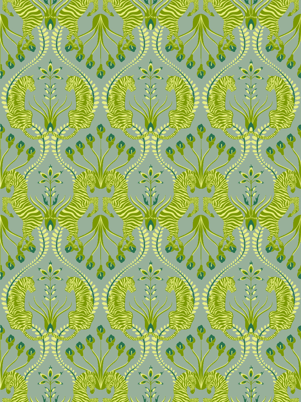 Secret Garden Safari Wallpaper - Green & Grey