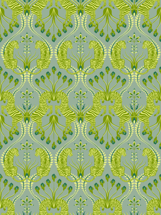 Secret Garden Safari Wallpaper - Green & Grey