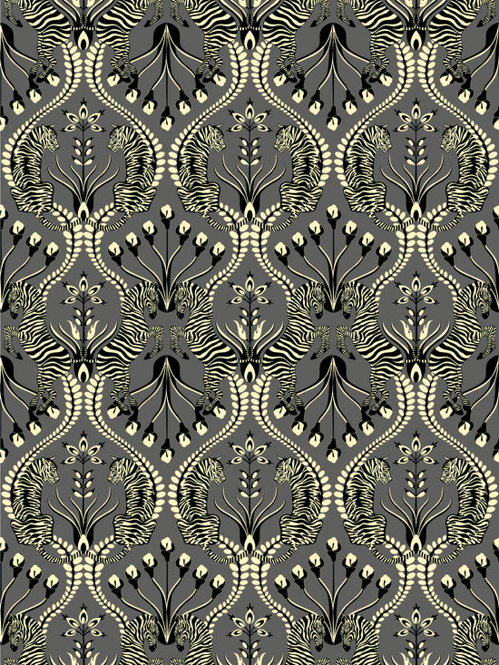 Secret Garden Safari Wallpaper - Black & Grey