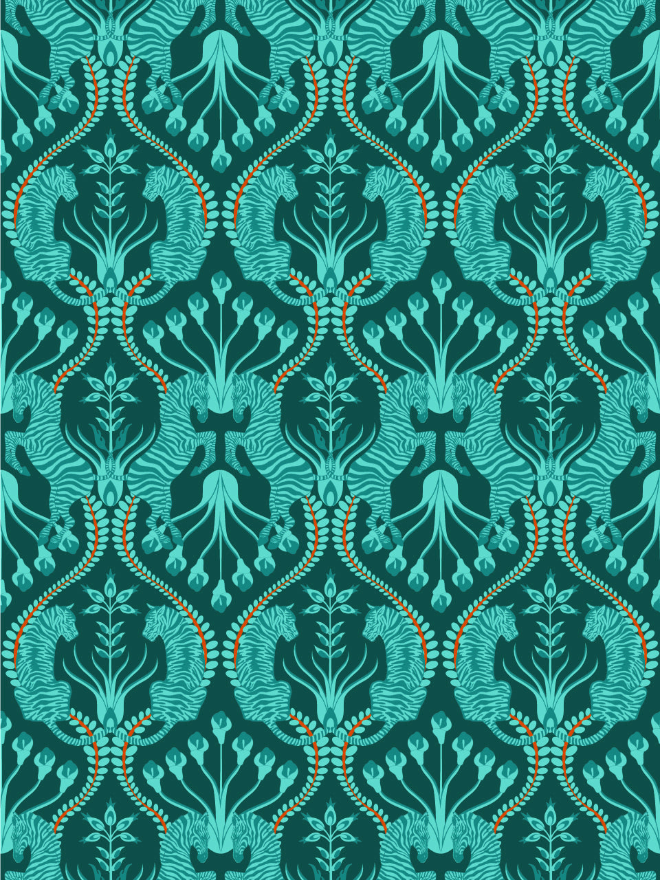 Secret Garden Safari Wallpaper - Teal