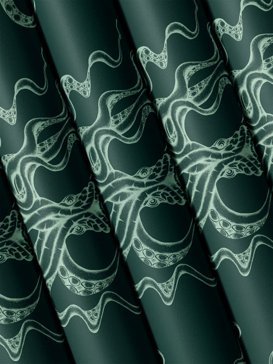 Kraken Black Emerald wallpaper rolls in emerald tones inspired by underwater themes